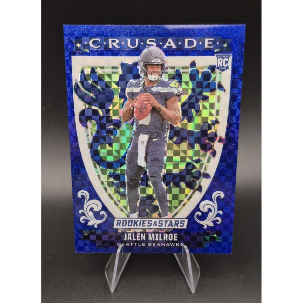 2025 Rookies & Stars Jalen Milroe #13 Crusade Blue Plaid (RC) Seattle Seahawks